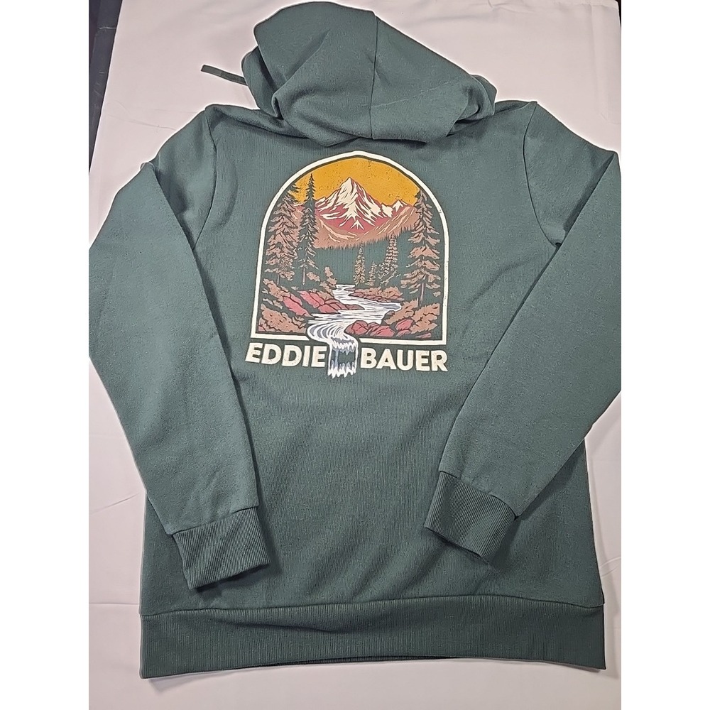 Eddie Bauer men medium Trail Hoodie Green Sweatshirt nwt Fleece Long Sleeve Hunt